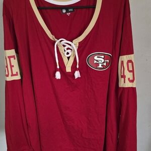 San Francisco 49er's team jersey.